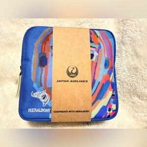 Japan Airlines JAL Business Class Amenity Kit Pouch Heralbony Blue Sealed